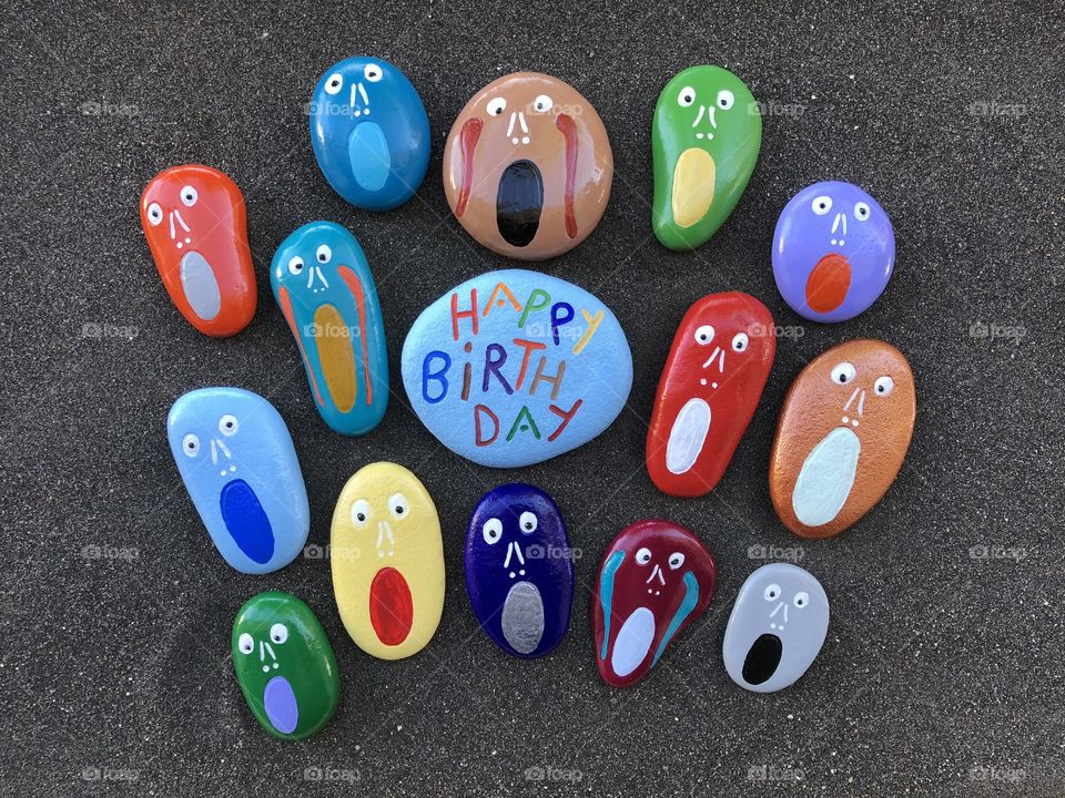 Happy Birthday with creativity stone screamers