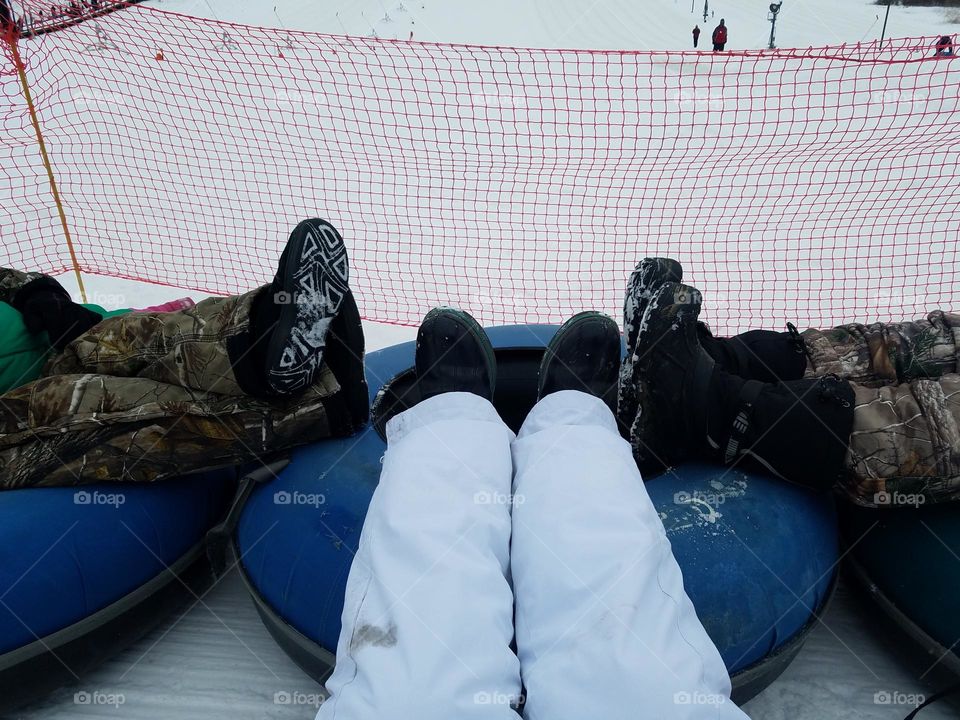 The bottom of the hills. Snow Tubing with your family.