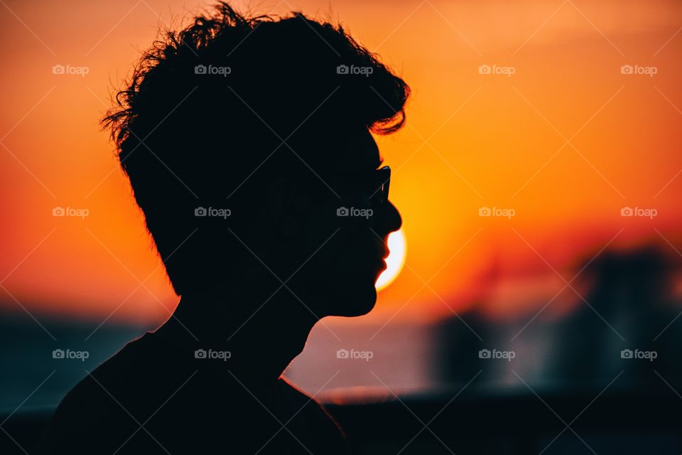 Sunset, Silhouette, People, Sun, Portrait