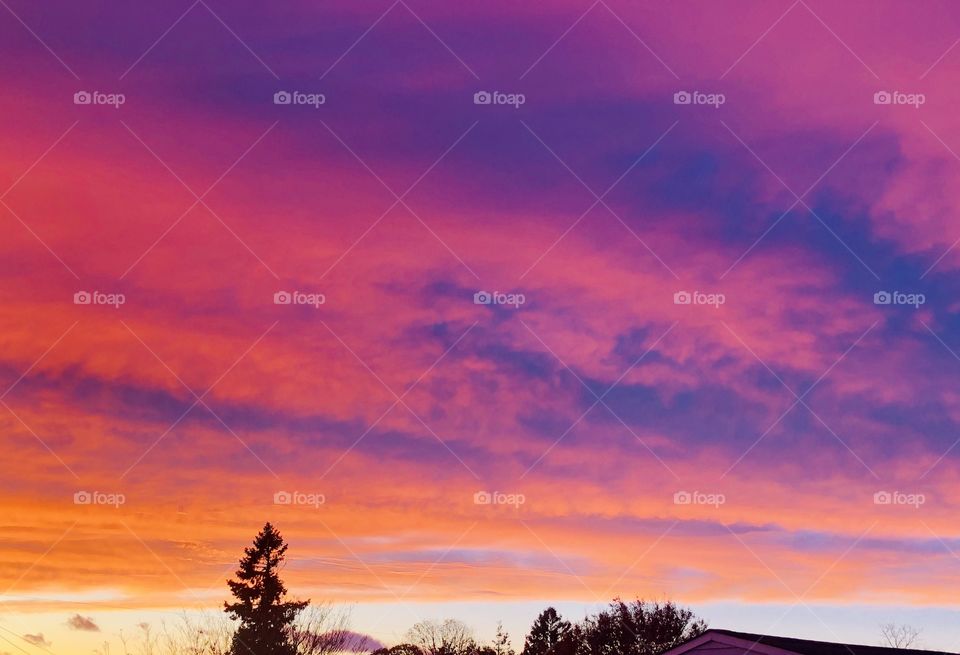 Vibrant sunset in New York State