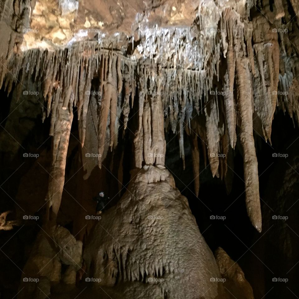 Scenic view of natural limestone cave, Slovenia