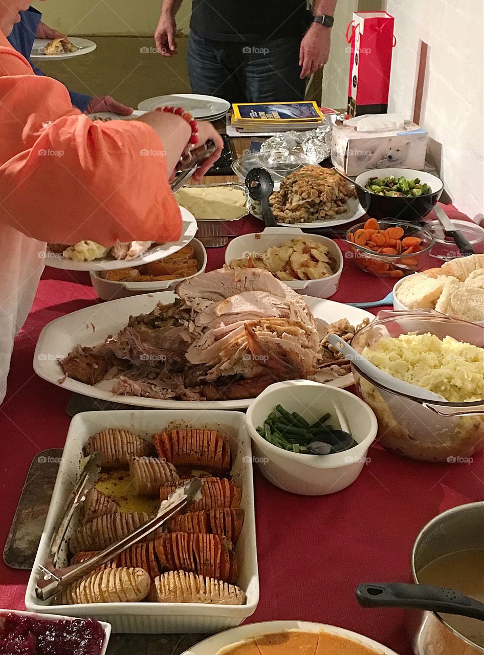 Buffet style American thanksgiving with friends down under