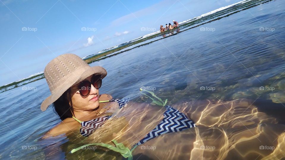 beautiful natural pool on the beach of Ipiranga Lauro de Freitas Bahia Brazil