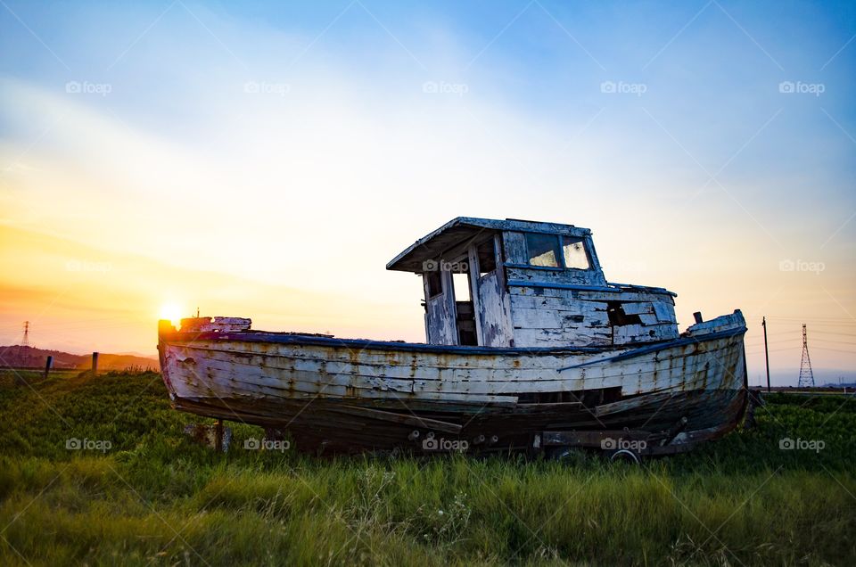 Highway 37, California; the Edith E. salmon fishing boat.