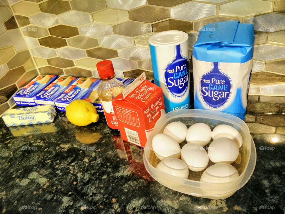 everything needed to make cheesecake