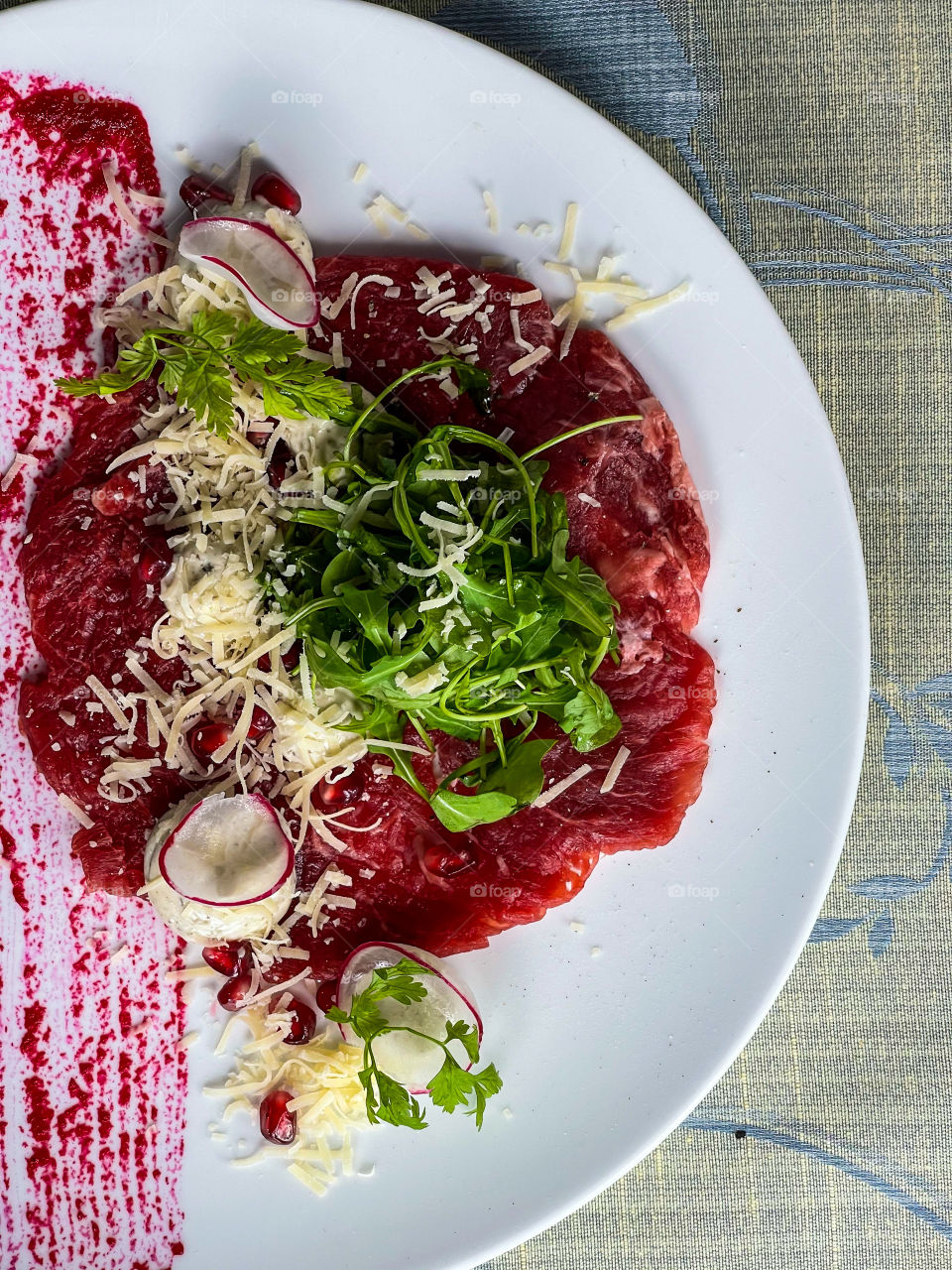 Carpacio with parmesan cheese