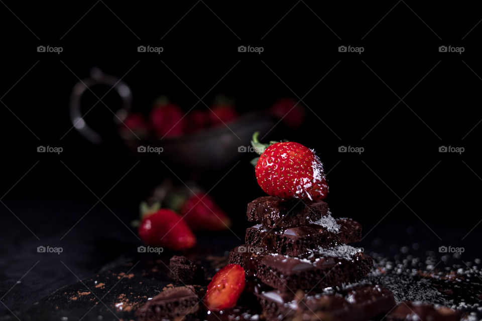 High angle view of chocolate pyramid