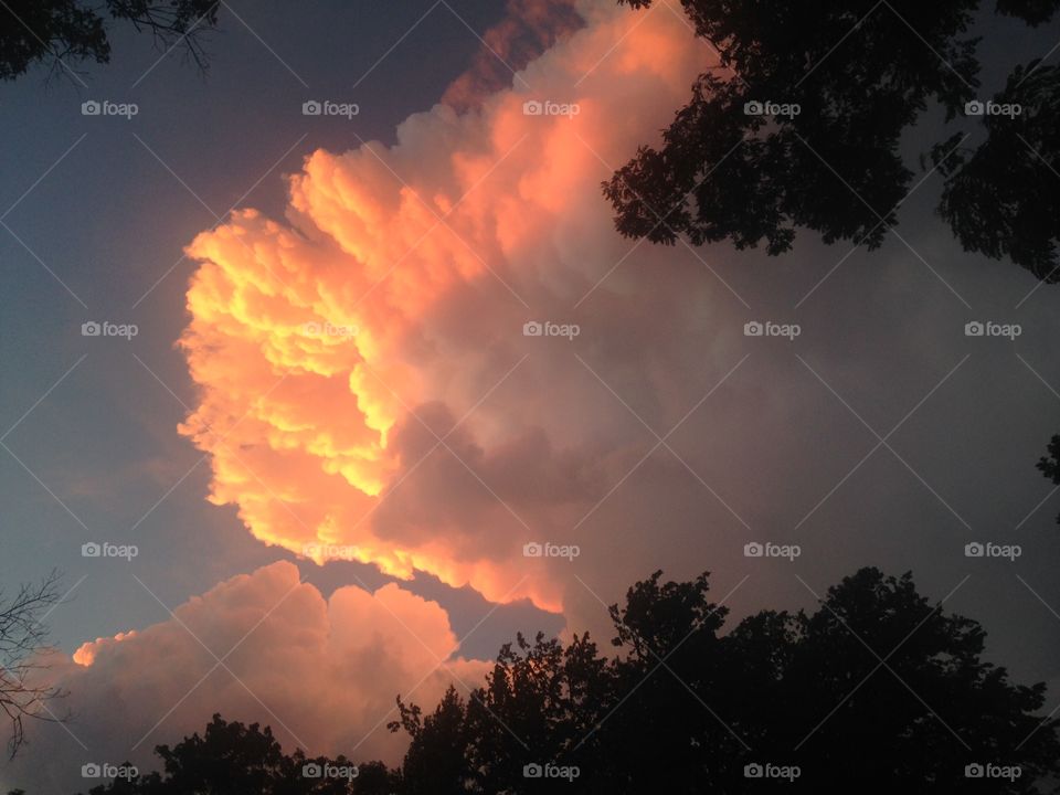 Storm coming in during sunset