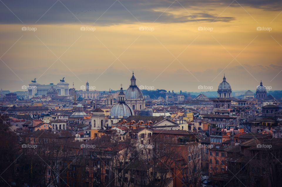 High angle view of rome cityscape