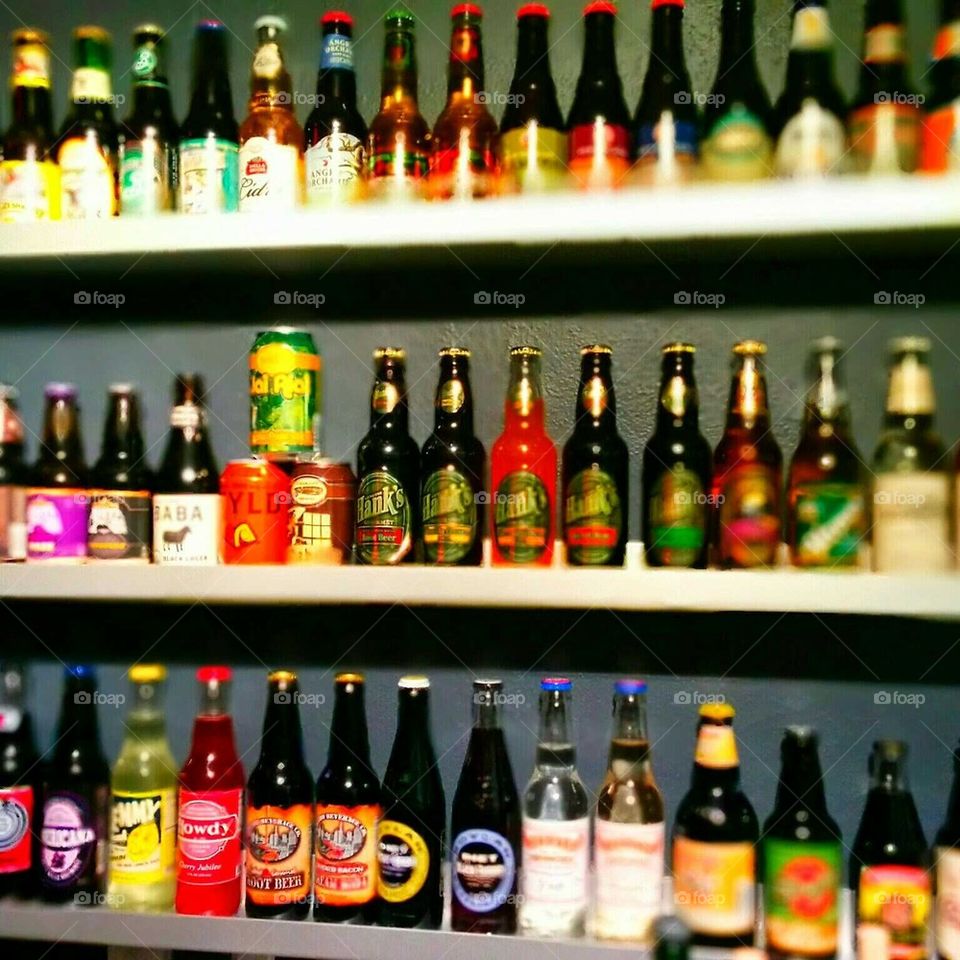 wall of bottles