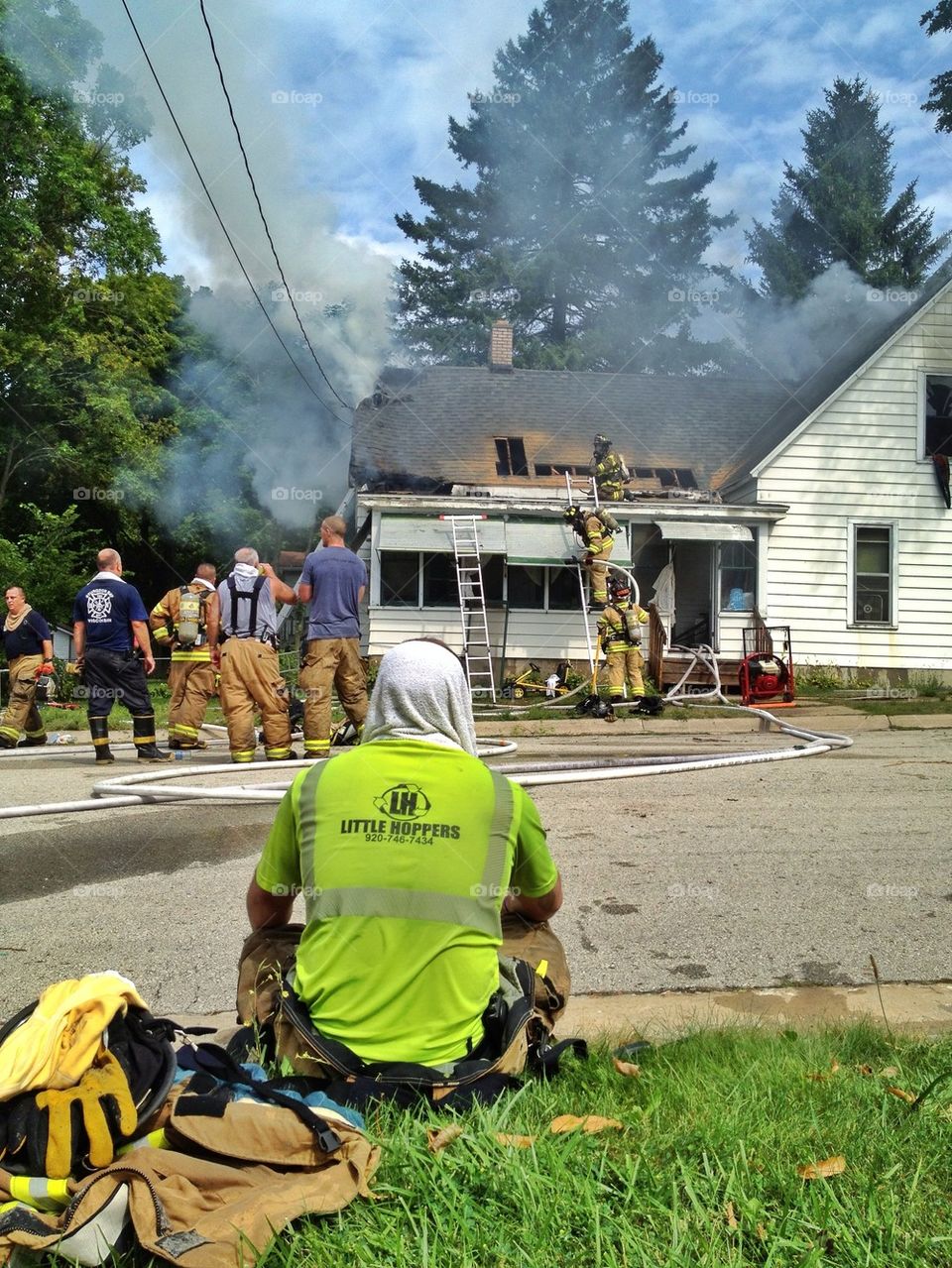 Firefighters in action