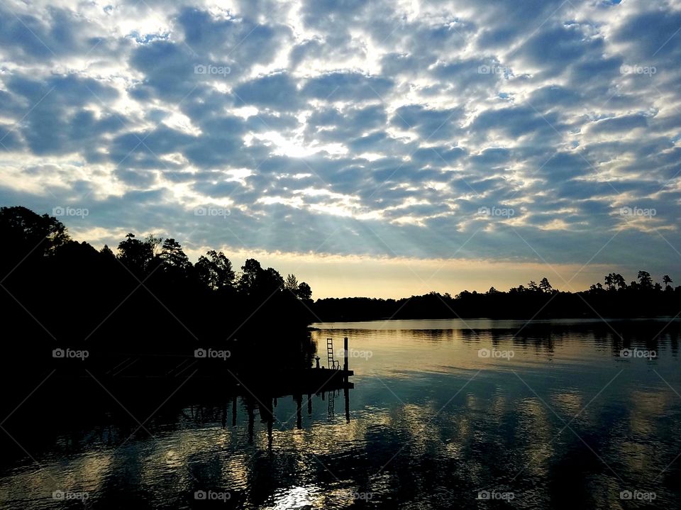 dawn over lake.