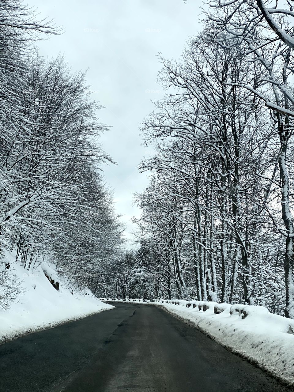 Snowy mountain roads