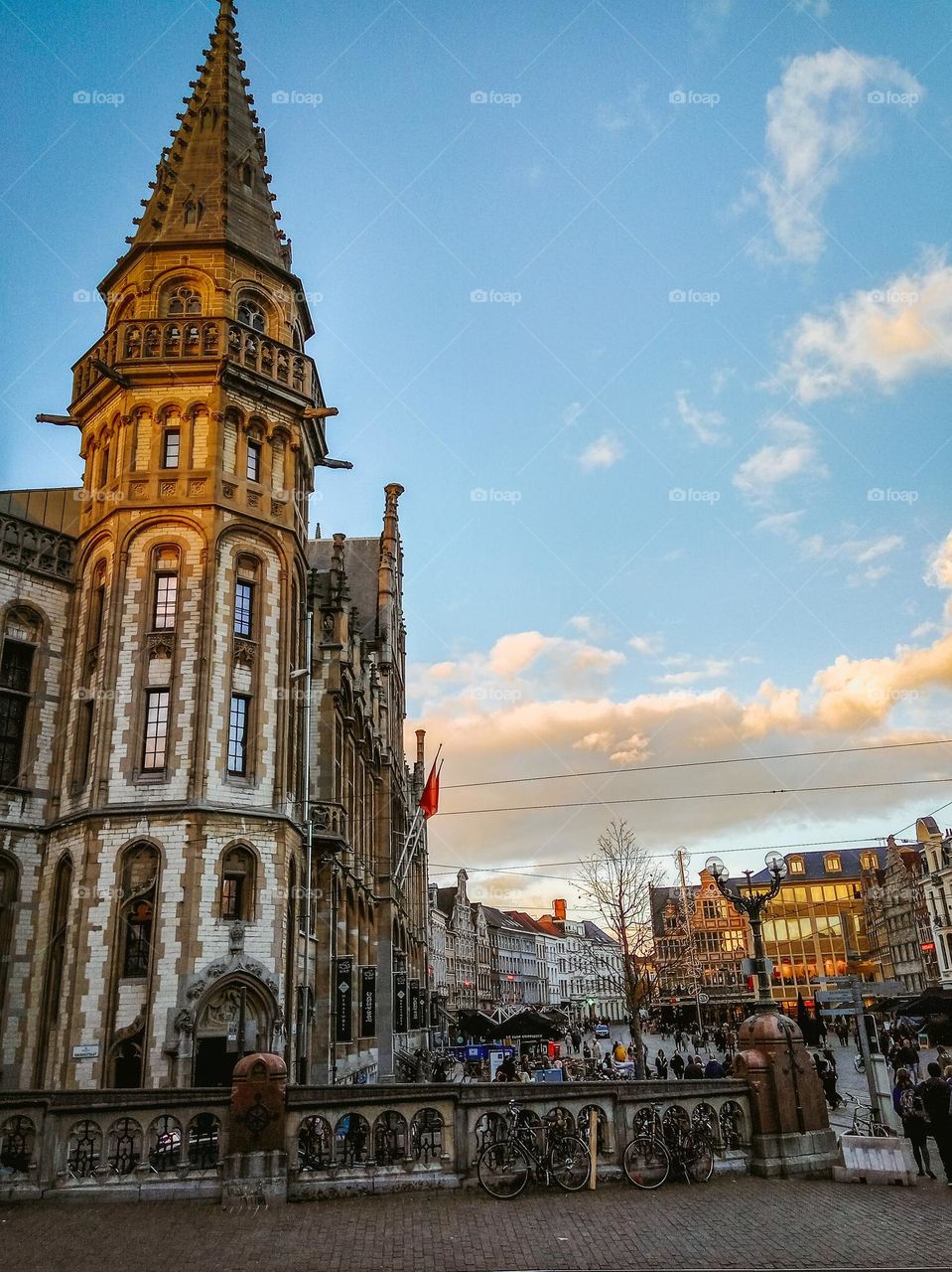 Ghent downtown at sunset