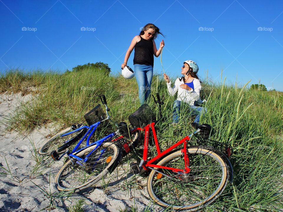 Sisters with bikes