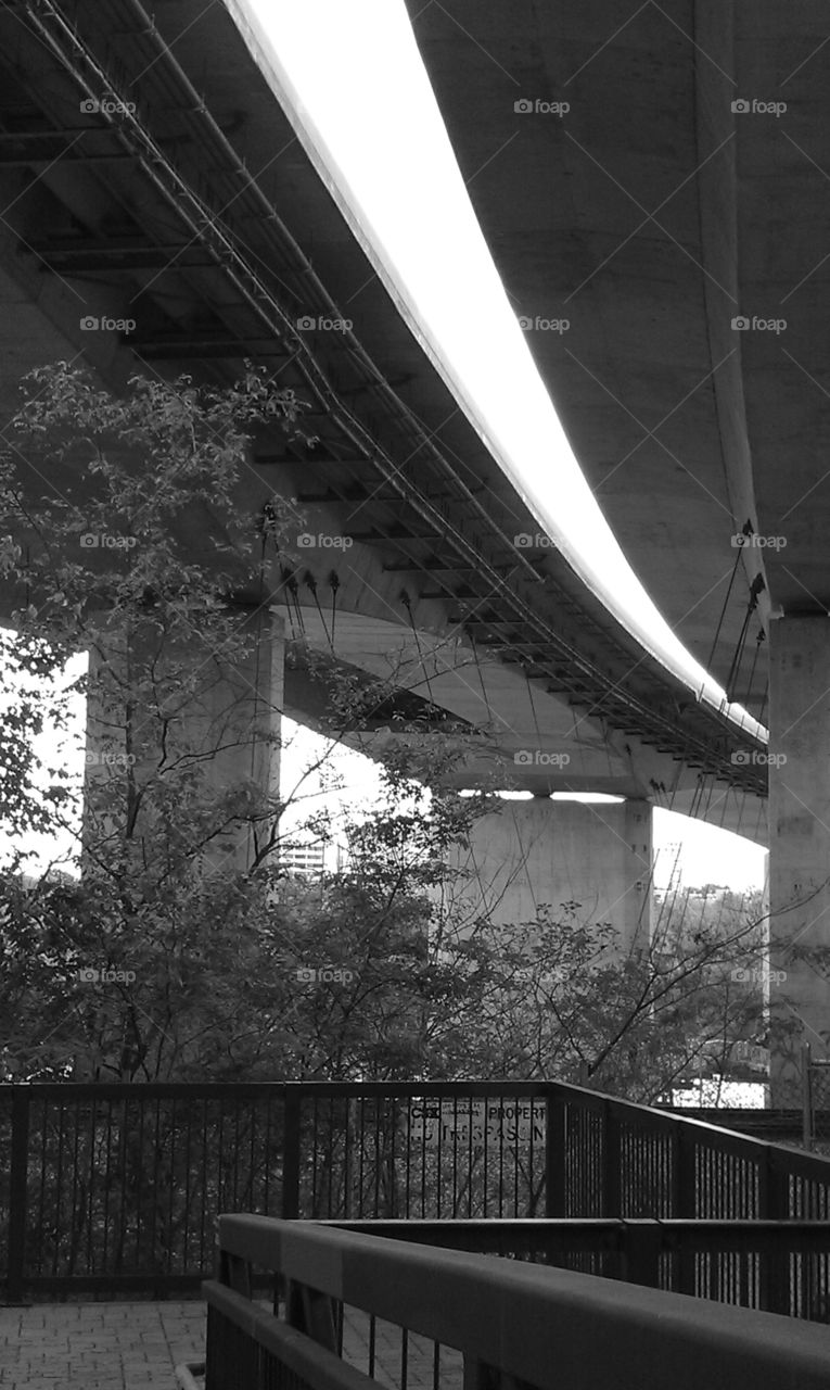 Under Overpass. Under Canal Bridge