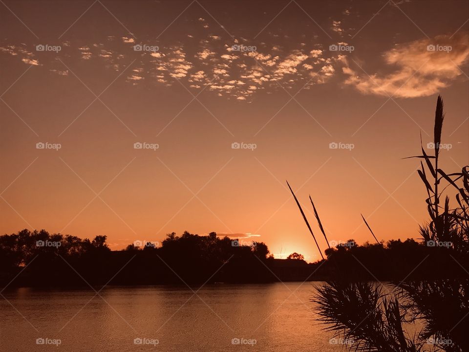 The Night is slowly creeping upon us. The sun being pulled beyond the Horizon. The Clouds are hanging above wanting to Disappear into the night.