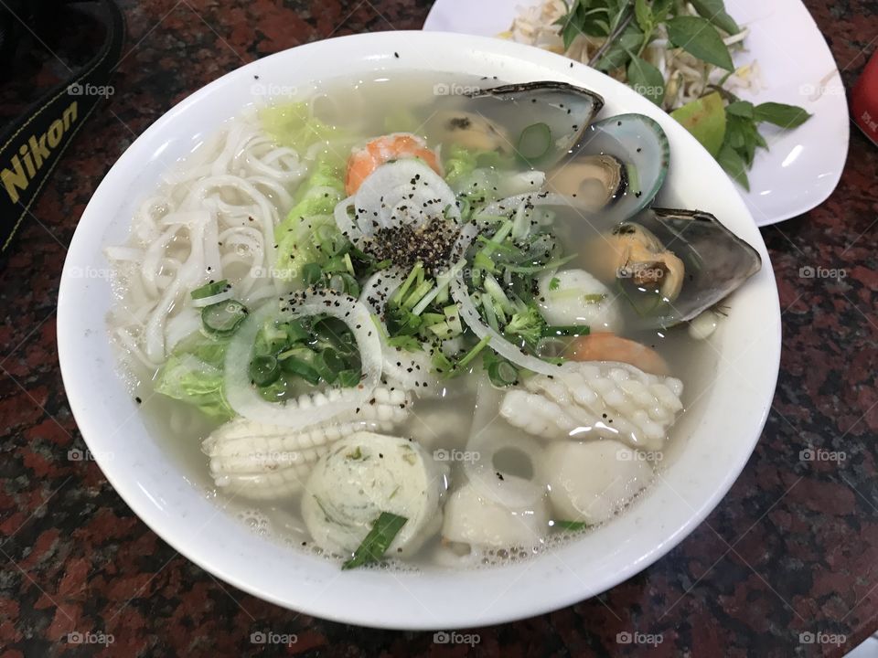 Seafood combo with rice noodle