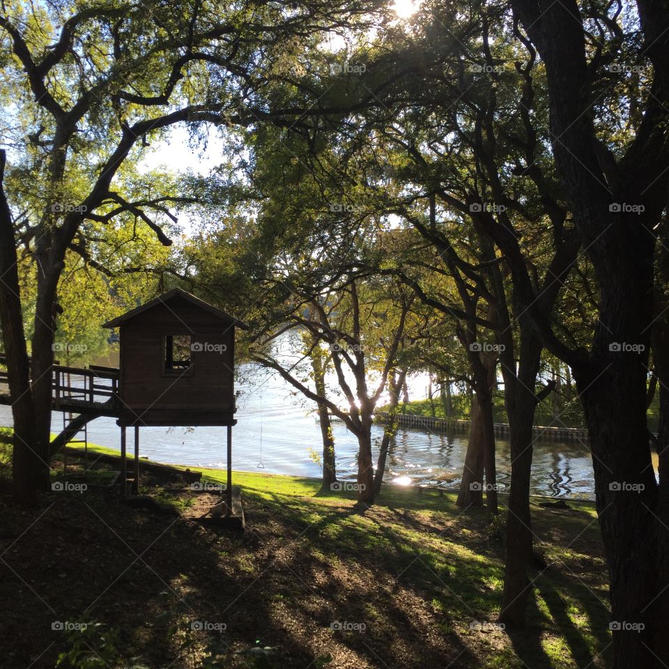 New Braunfels. Treehouse overlooking a river and part of a lake in New Braunfels, Texas 