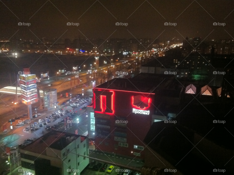 roof night city view flashing lights. voronezh by vladi7