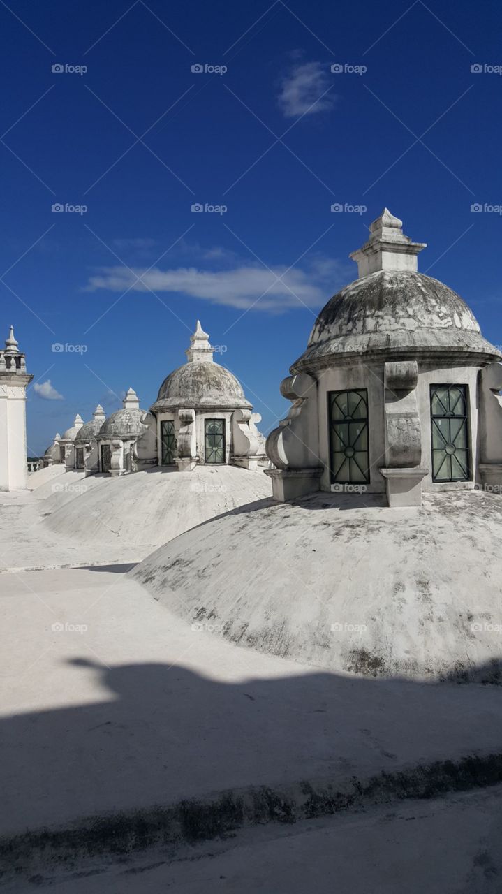 on top of one of the churches in Guatemala