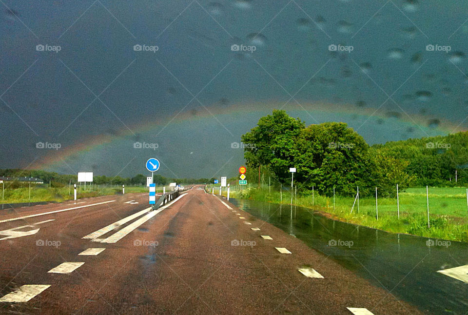 sweden summer rainbow road by strompello
