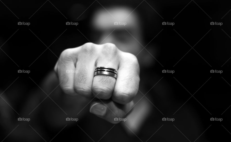 Man's hand  punching the air