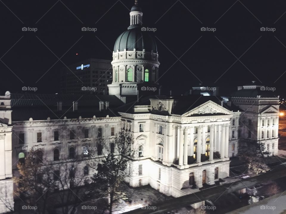 Indianapolis Capitol Building at night