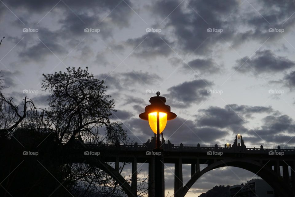 Bridge#evening#lights#clouds#lamp