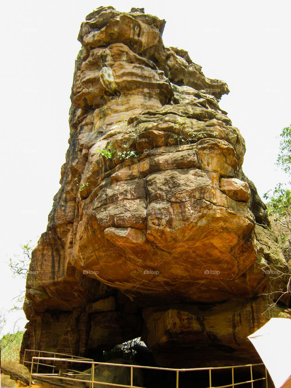 Rock Mountain At Bhimbetka Raisen Madhya Pradesh India. The Bhimbetka rock shelters are an archaeological site of the paleolithic, exhibiting the earliest traces of human life on the indian subcontinent.