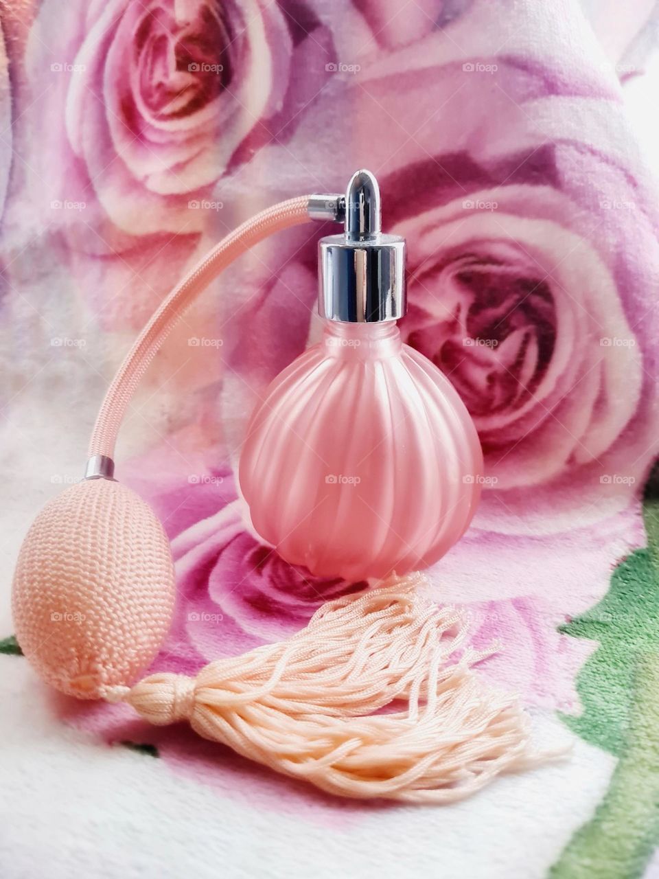 pink vintage perfume sprayer