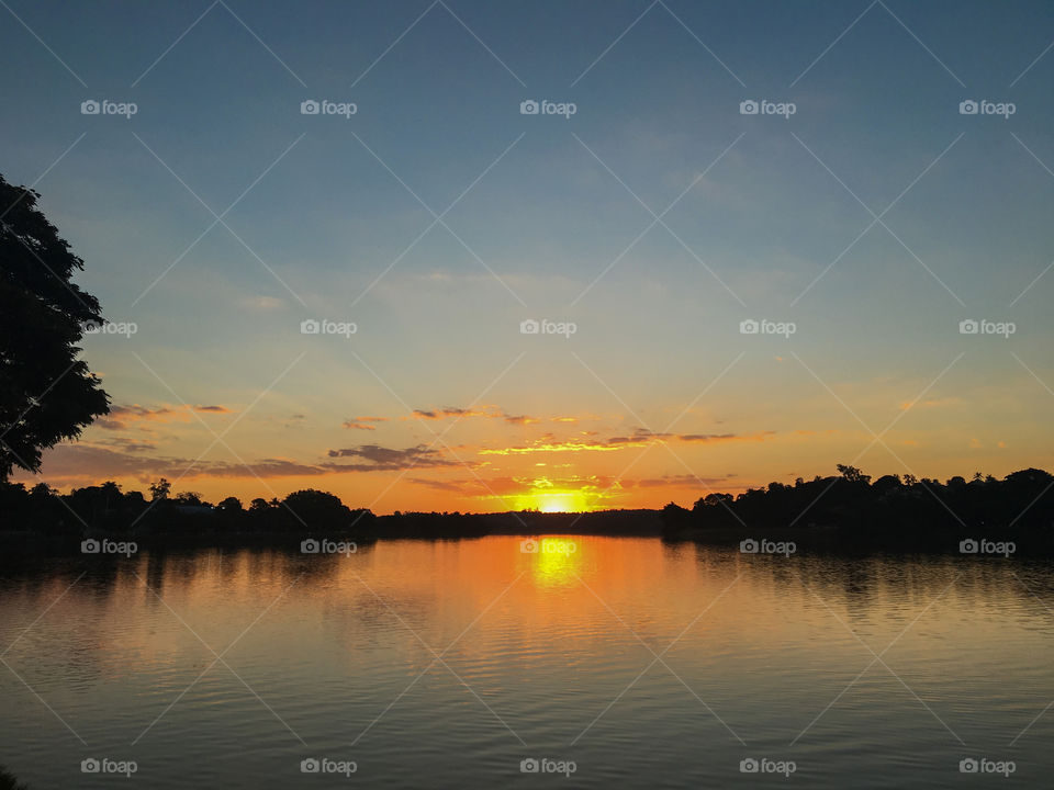 sunset on the lake in Brazil