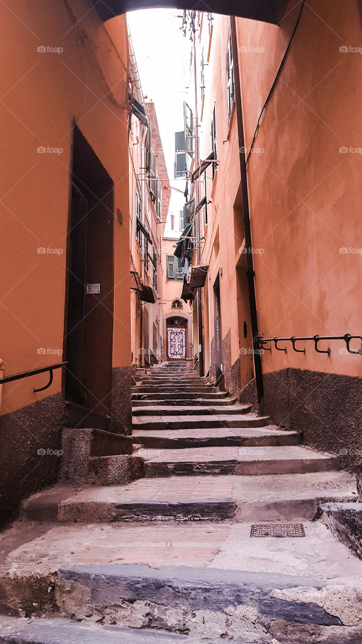 Street in Vernazza in Italy