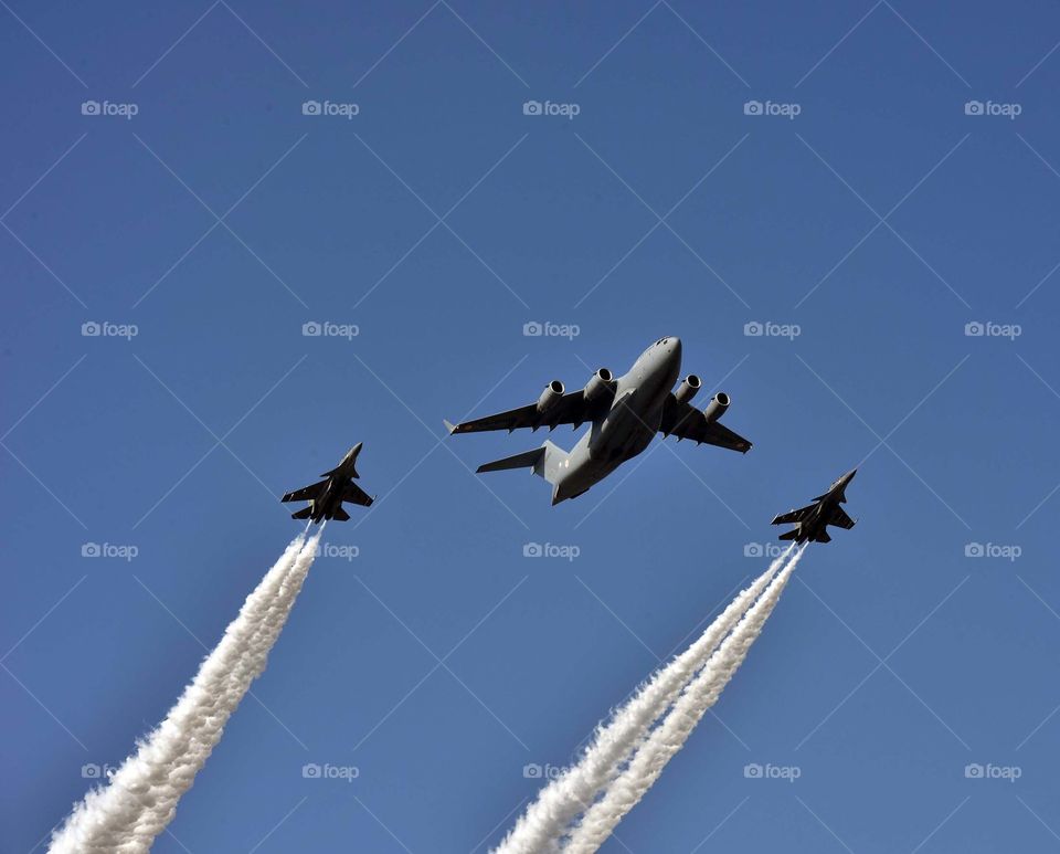 Jaguar fighter planes fly over Rajpath, at the 70th Republic Day Celebrations, in New Delhi on January 26, 2019.