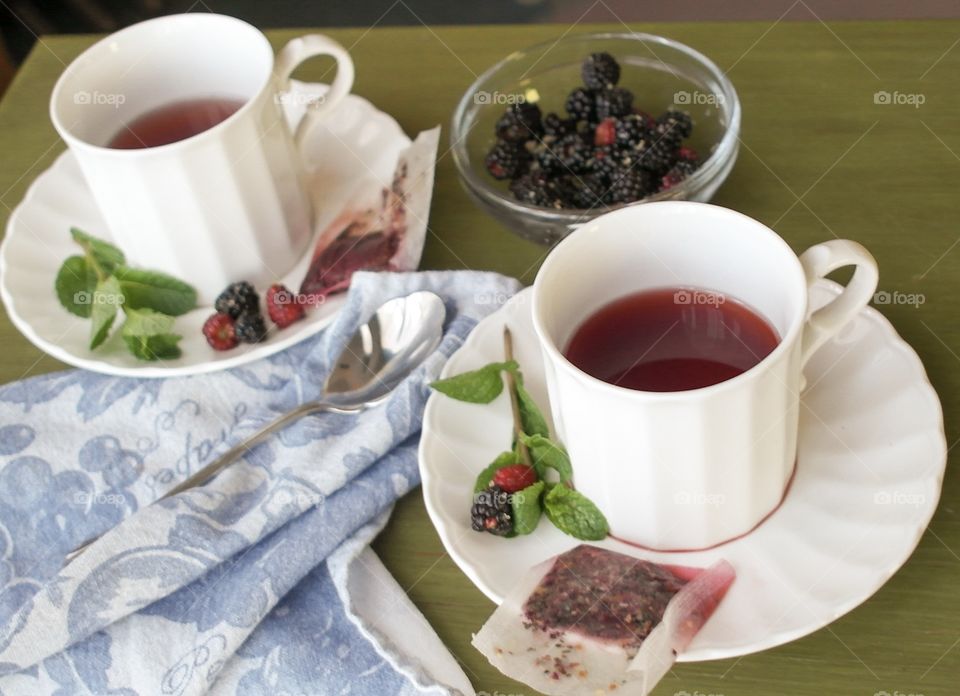 Close-up of tea with raspberry