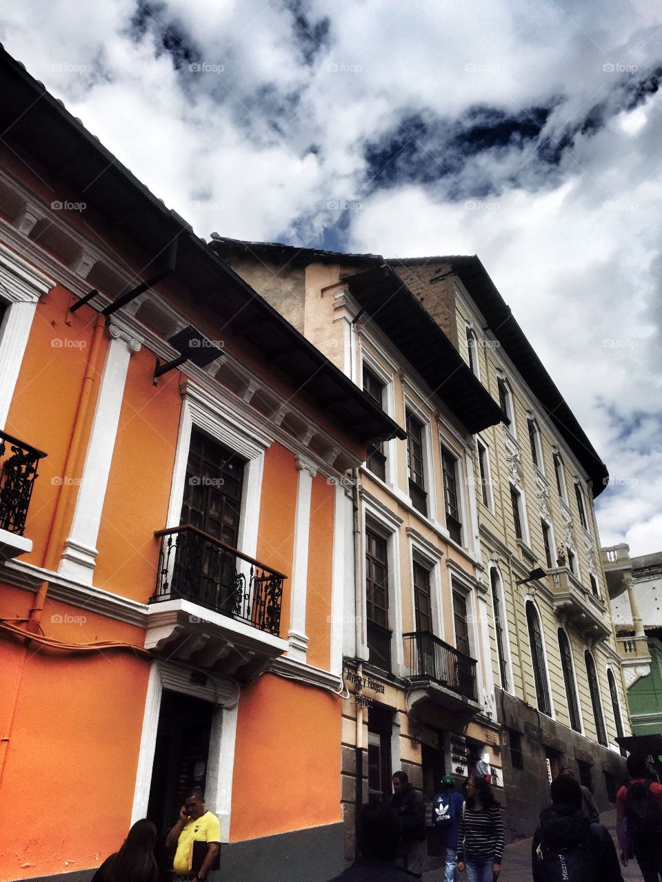 Colorful building. Historic Quito Ecuador