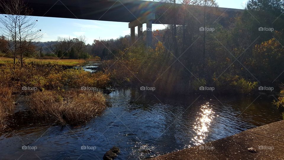 Arkansas creek, flowing water, fall, season, bridge, nature