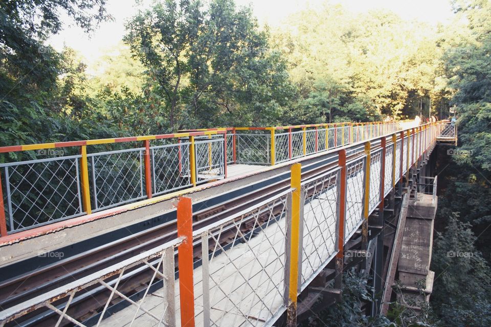 Bridge. Railway for children in the park
