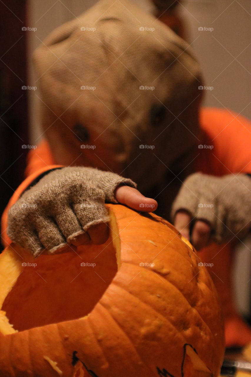 orange pumpkin carving