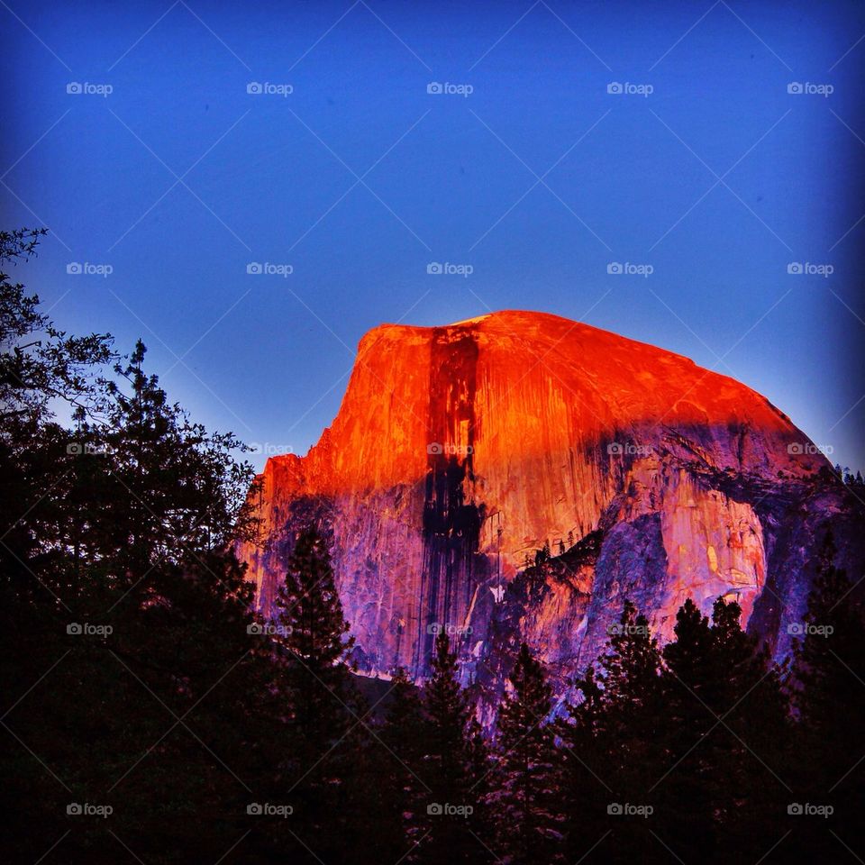 Sunset over half dome 