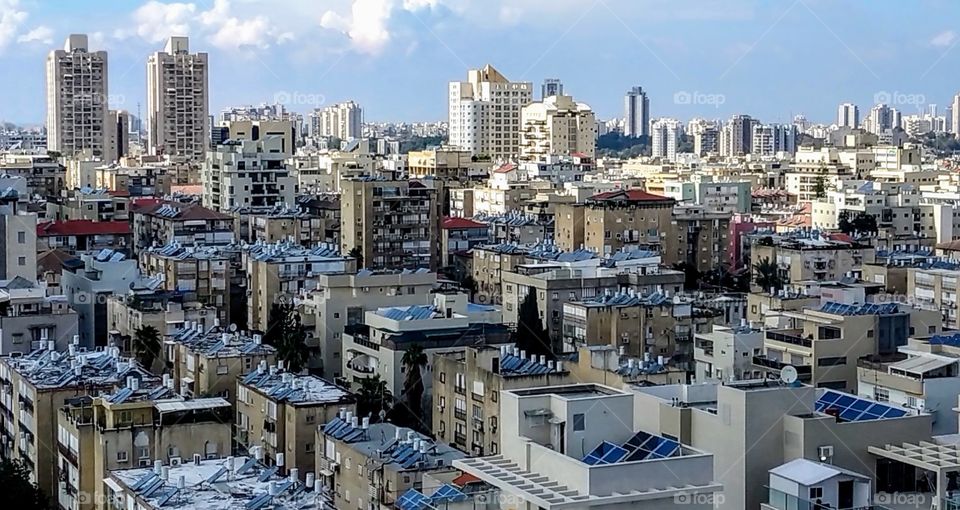 My city. (Panorama from the roof, May, 2019, Israel).