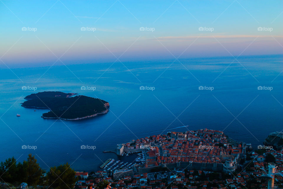 Lokrum island and city of Dubrovnik