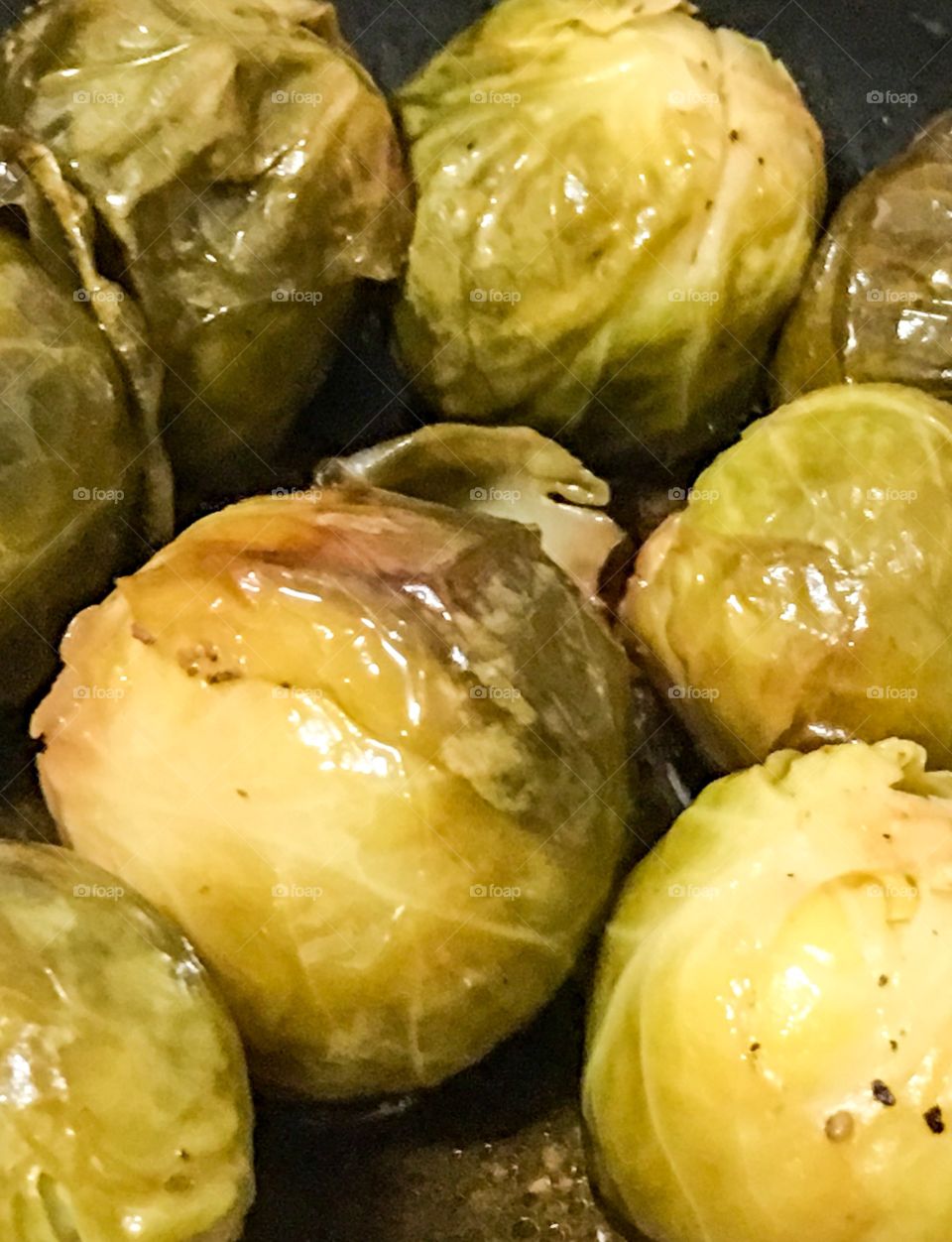Brussel sprouts pan seared closeup 