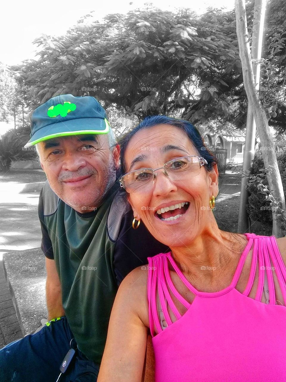 We were sitting on a bench in the square, when I decided to take a selfie, and to my surprise, a very dear friend, whom I haven't seen for many years, appeared in front of us.  Look at my face.