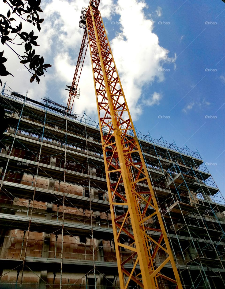 Crane and scaffolding on a building site