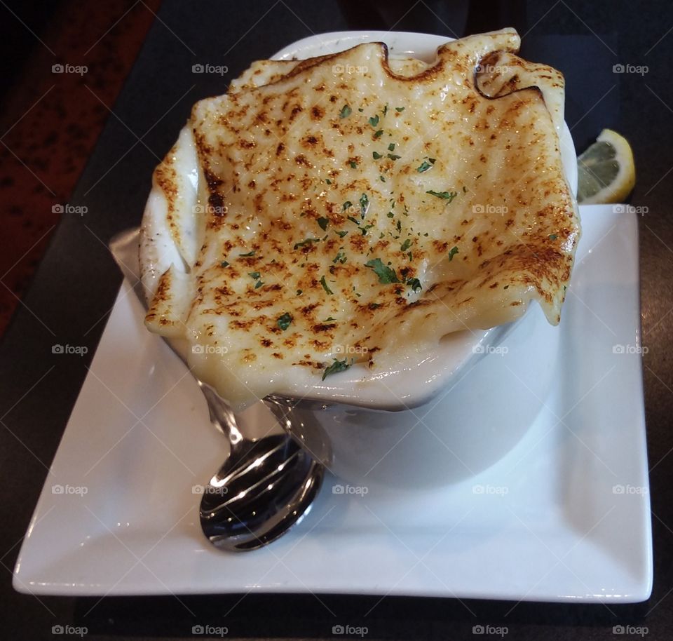 French Onion soup at Black Rock Restaurant.