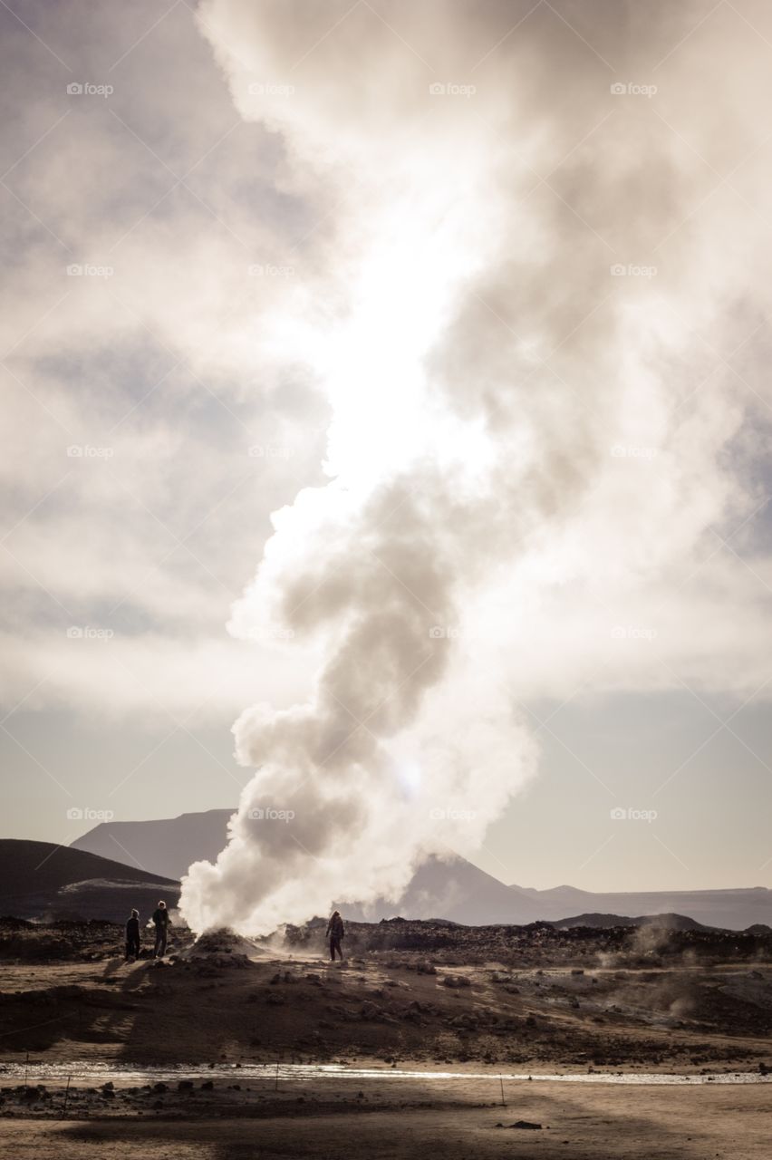 Geothermal steam of Akureyri, Iceland