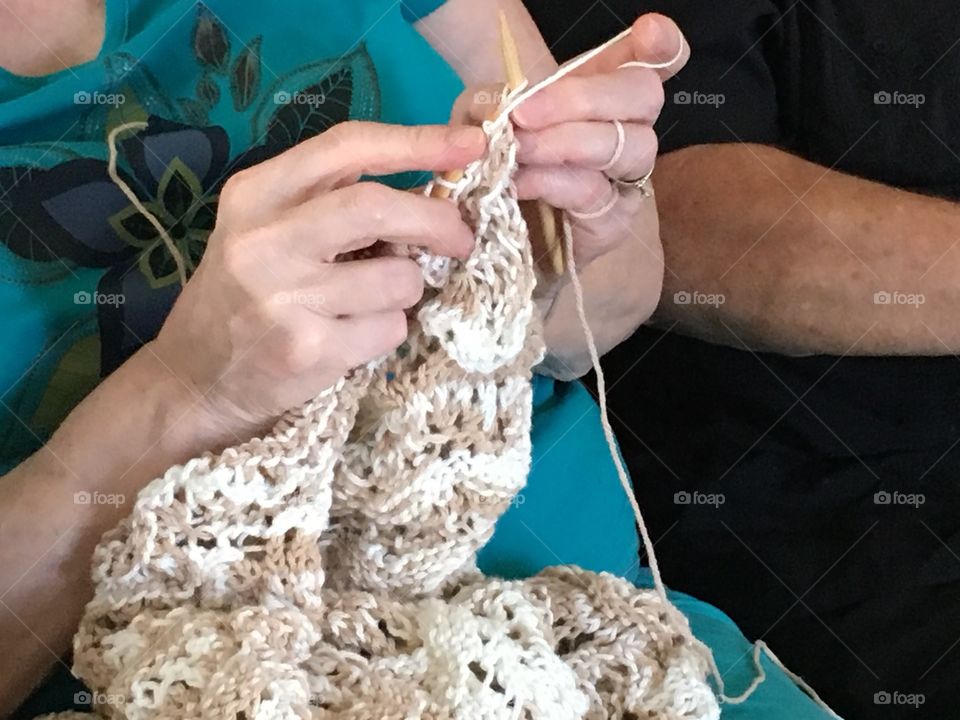 Women doing crochet