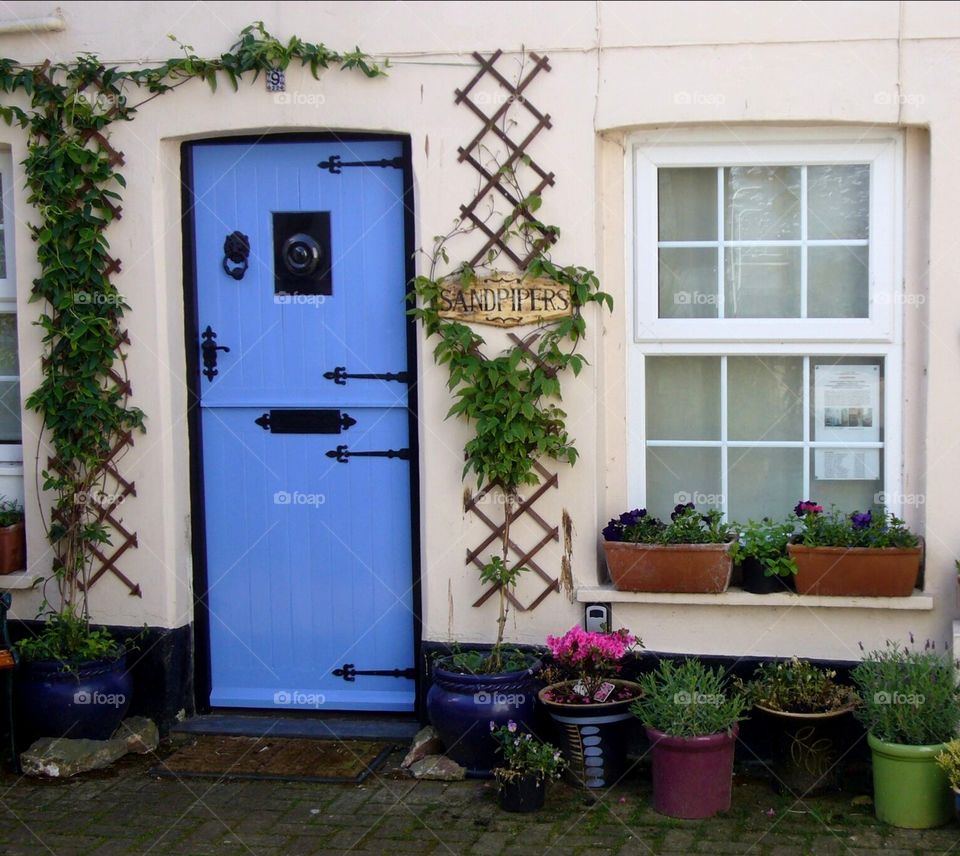 Blue door in cornwall