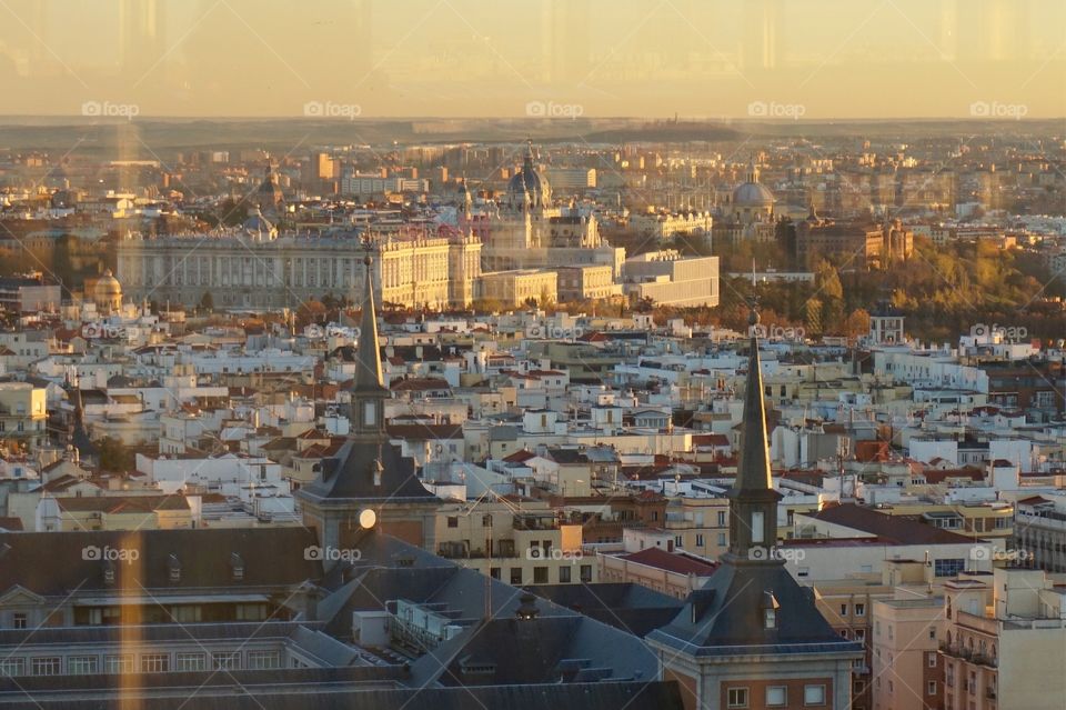 The Royal Palace of Madrid from the Faro de Moncloa, Spain 